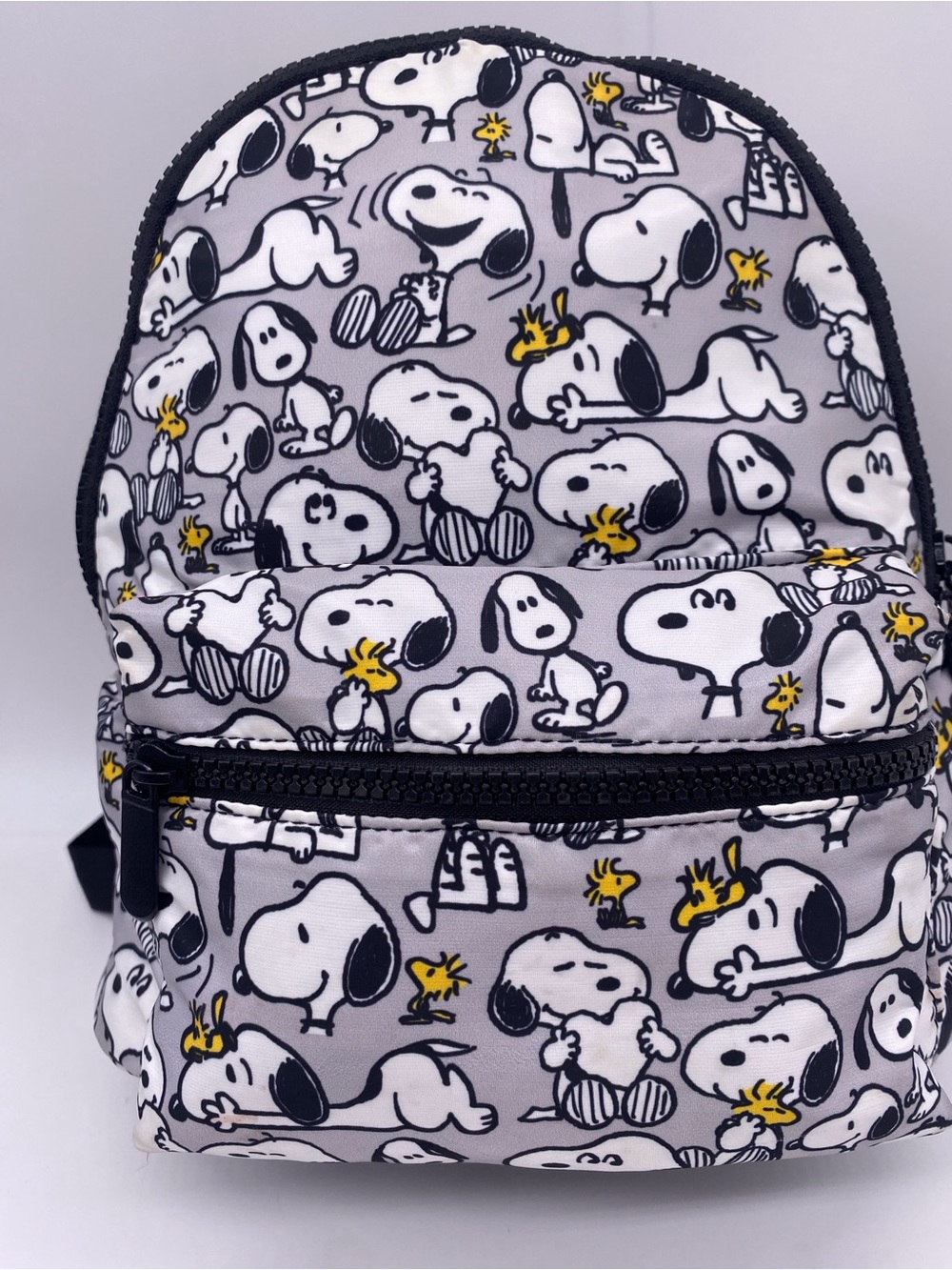Peanuts Gray Mini Backpack with Black Trim and Yellow Woodstock Accents